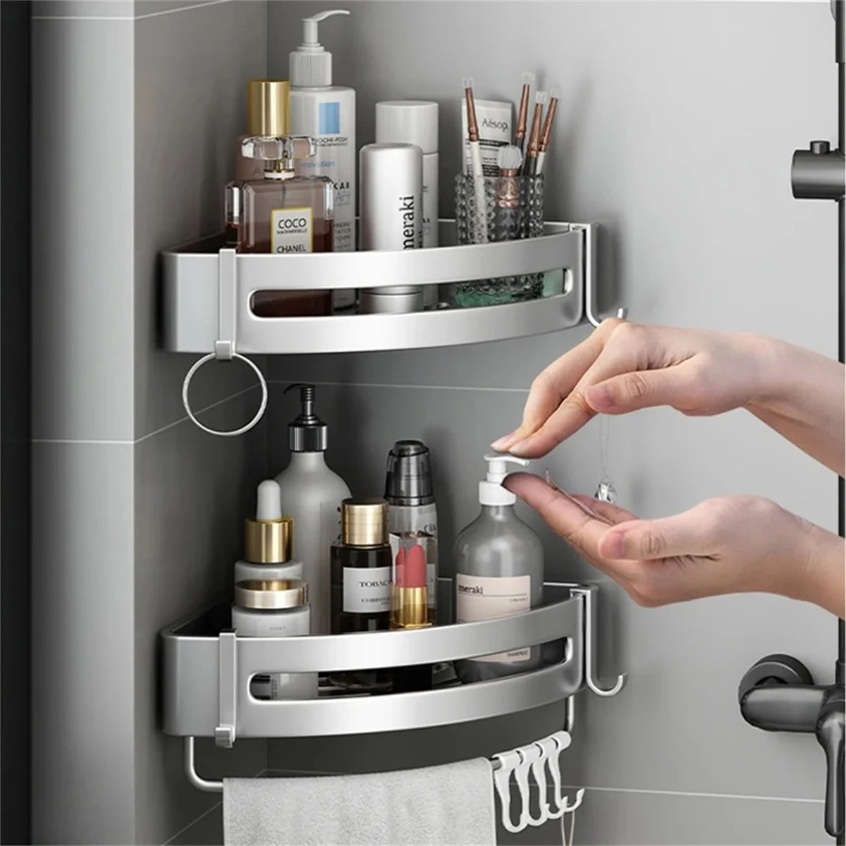 Elevate Your Bathroom Organization with AquaVista™ Aluminum Alloy Shelf