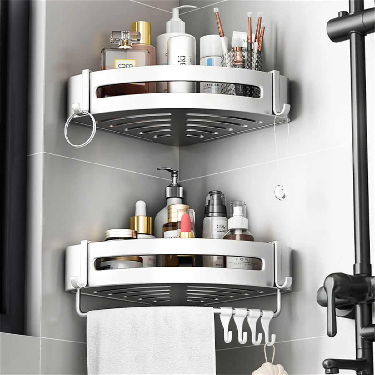 Elevate Your Bathroom Organization with AquaVista™ Aluminum Alloy Shelf