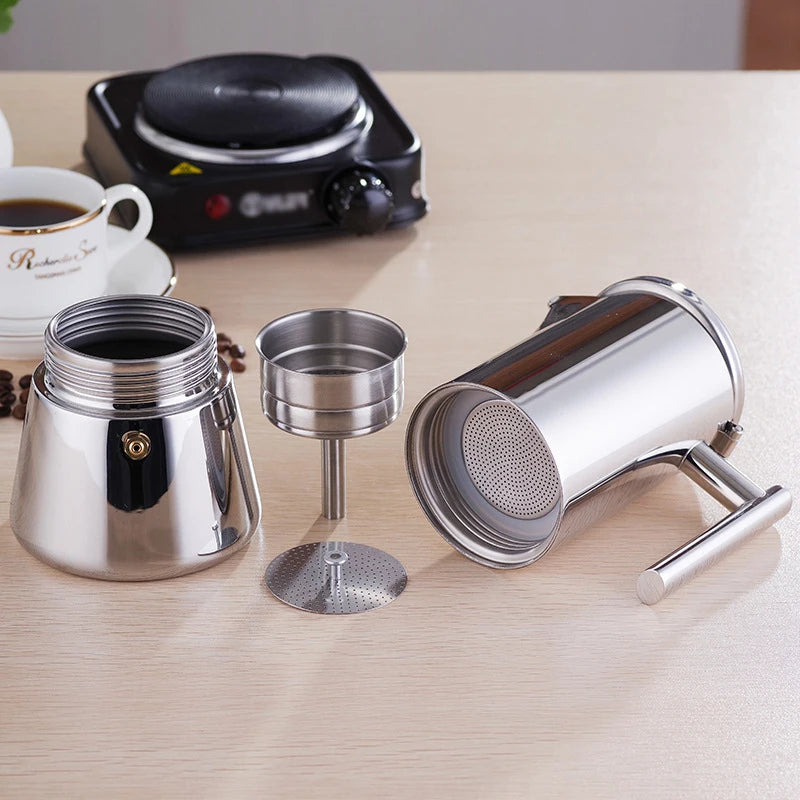 Stainless Steel Geyser Coffee Maker - Elevate Your Coffee Brewing Experience!