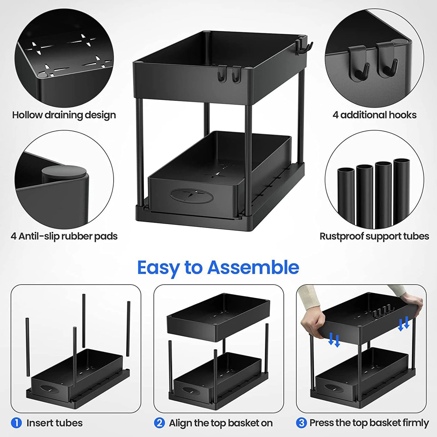 JYPS 2-Tier Under Sink Organizer: Maximize Your Kitchen Storage Space