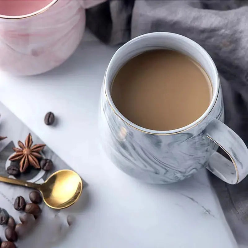 Elevate Your Morning Routine with the Nordic Gold Rim Ceramic Mug!