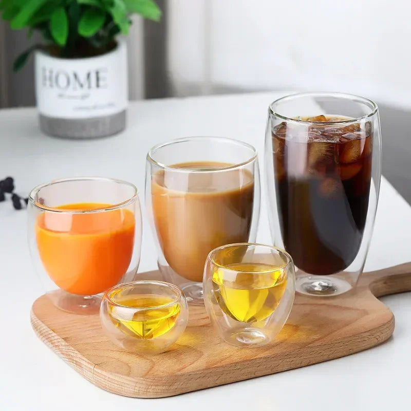 RSCHEF Double Wall Glass Cup Set - Elevate Your Drinking Experience!