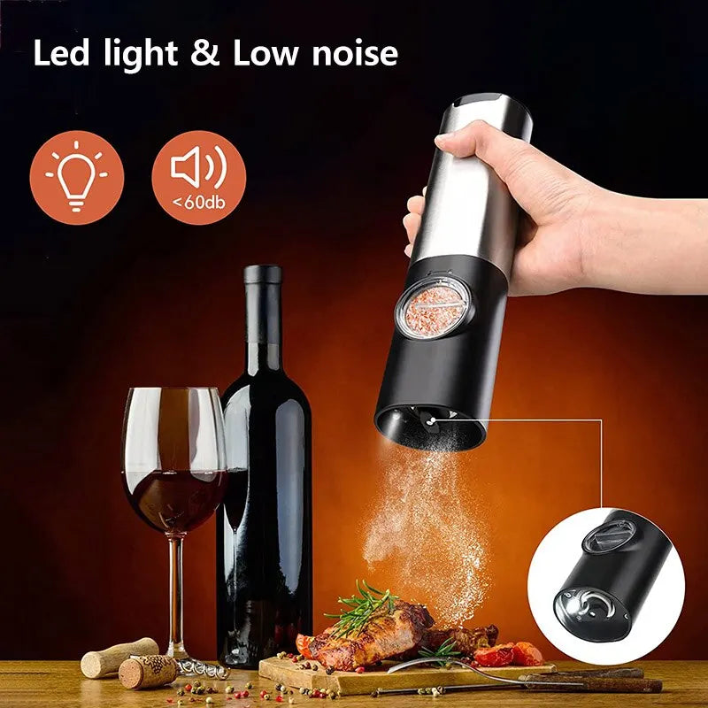 Electric Salt Grinder Set - USB Rechargeable Electric Pepper Mill With LED Light