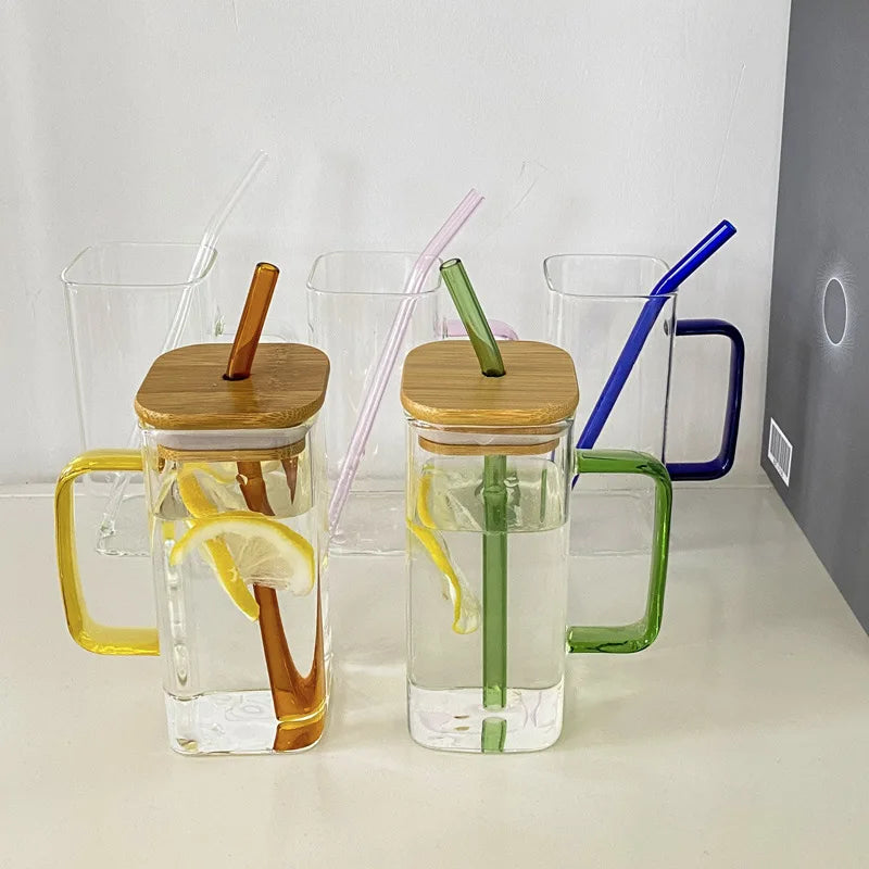 350ML Square Mug with Lids and Straws - Elevate Your Drinking Experience!