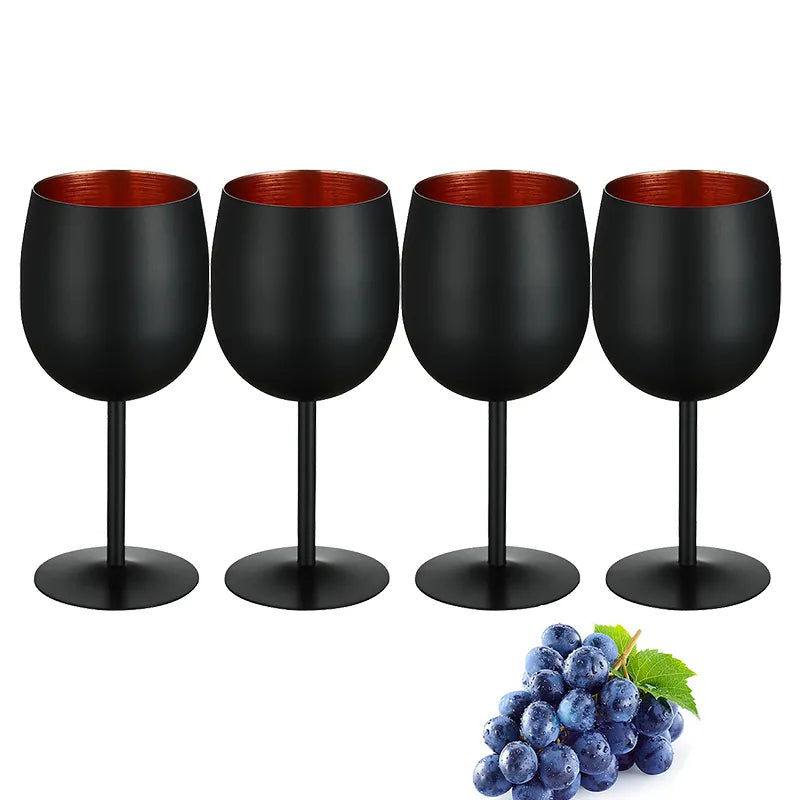 CocktailGeek Black and Copper Collection: Stainless Steel Wine Glass Set