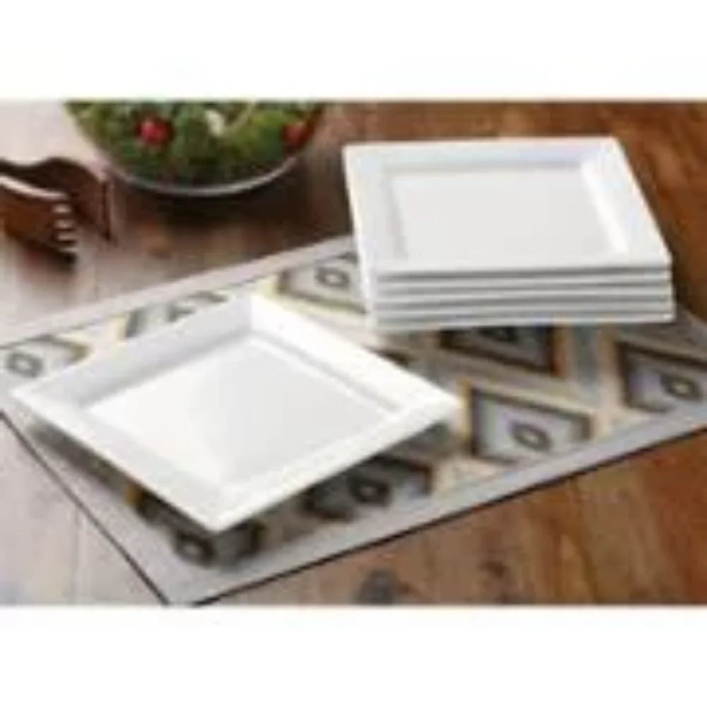 16 Piece Square Porcelain Dinnerware Set, White  Serving Dishes Sets  Dinner Plate Set