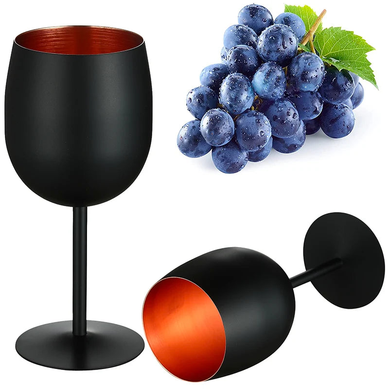 CocktailGeek Black and Copper Collection: Stainless Steel Wine Glass Set