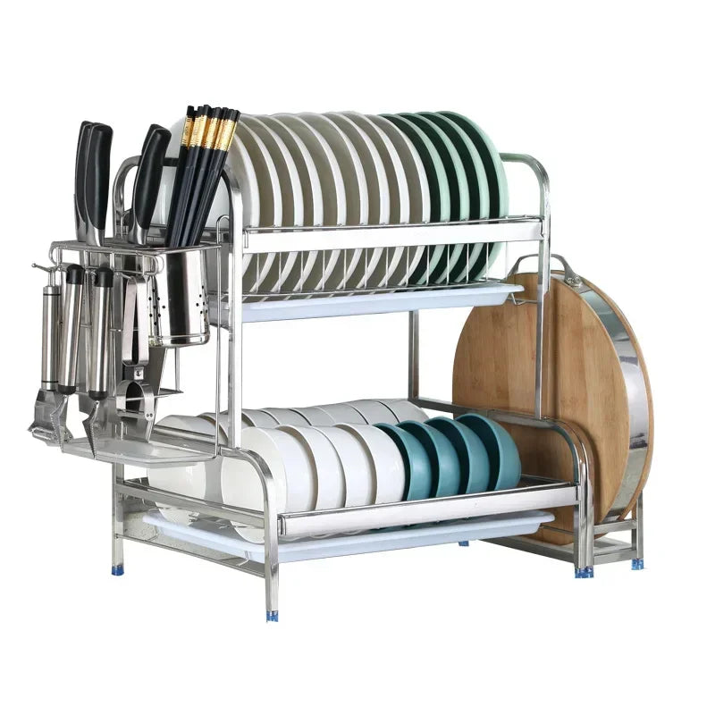 Revolutionize Your Kitchen Storage with Multi-Functional Stainless Steel Rack!