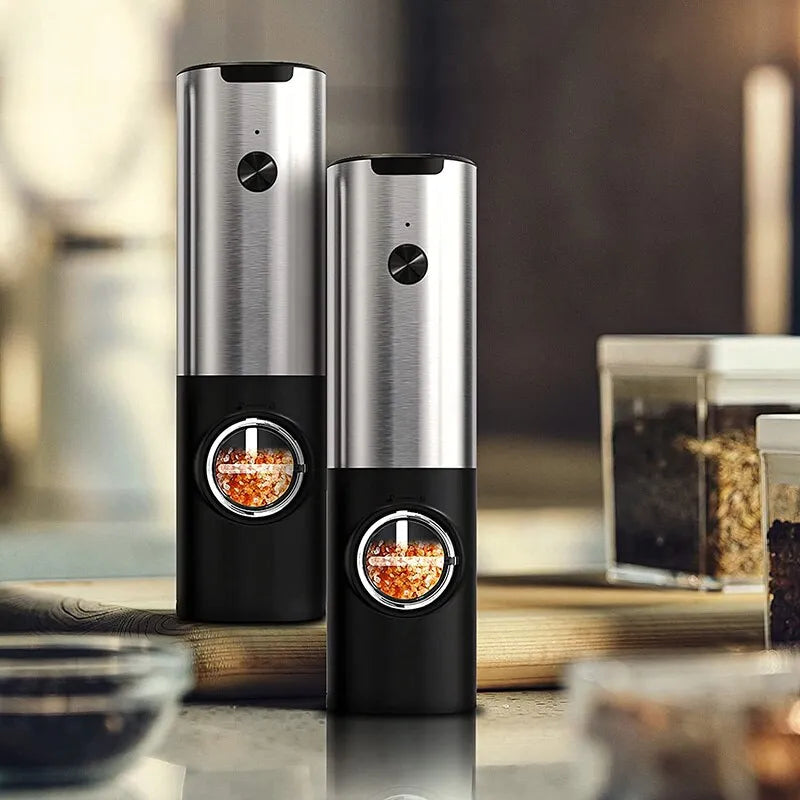 Electric Salt Grinder Set - USB Rechargeable Electric Pepper Mill With LED Light