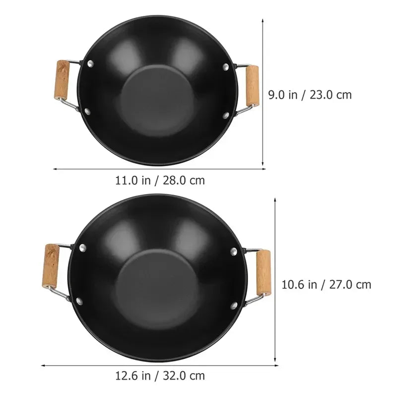 Stainless Steel Non-Stick Induction Griddle Pan with Wooden Handle