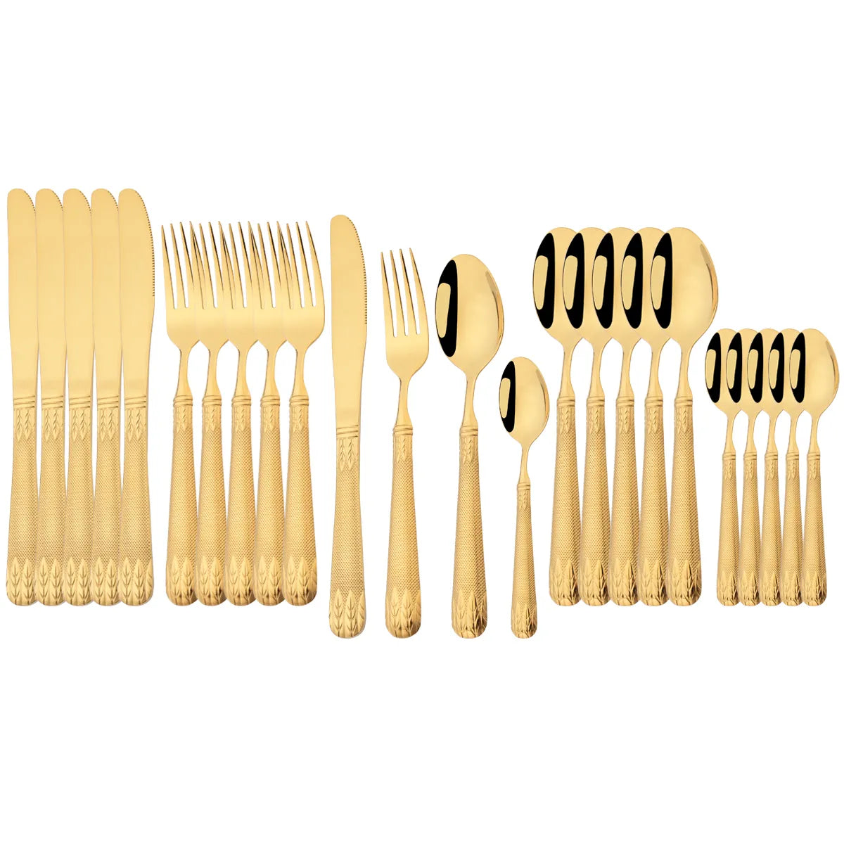 24Pcs Mirror Gold Stainless Steel Cutlery Set