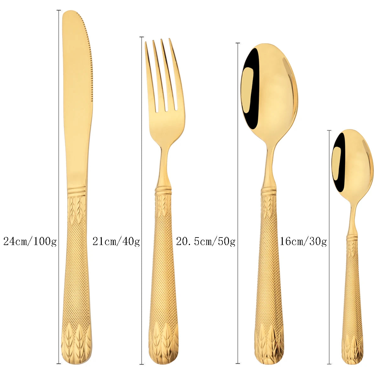 24Pcs Mirror Gold Stainless Steel Cutlery Set