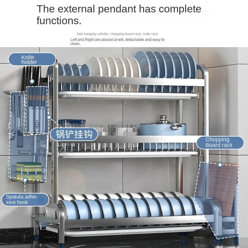 Revolutionize Your Kitchen Storage with Multi-Functional Stainless Steel Rack!