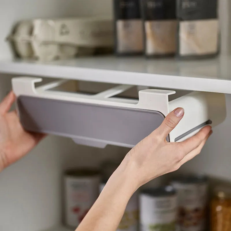 Maximize Your Kitchen Storage with the Self-Adhesive Under-Shelf Spice Organizer Rack!