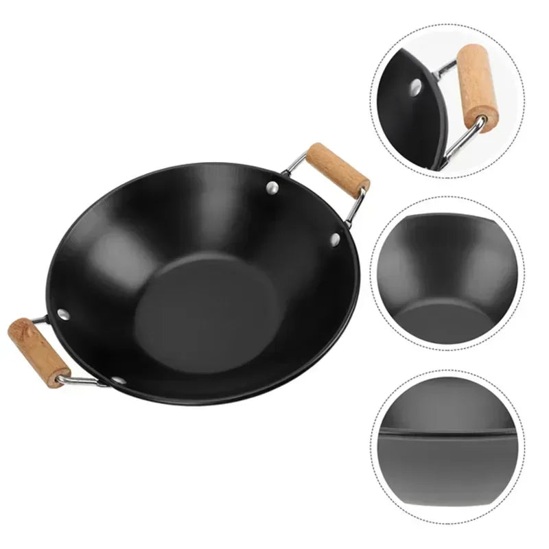 Stainless Steel Non-Stick Induction Griddle Pan with Wooden Handle