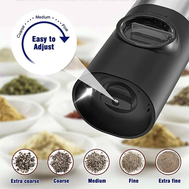 Electric Salt Grinder Set - USB Rechargeable Electric Pepper Mill With LED Light