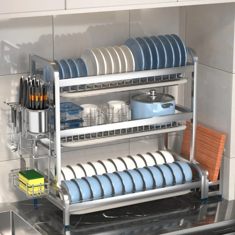 Revolutionize Your Kitchen Storage with Multi-Functional Stainless Steel Rack!