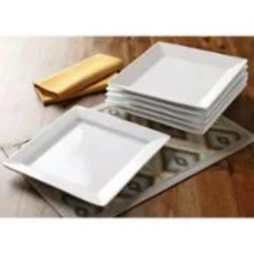 16 Piece Square Porcelain Dinnerware Set, White  Serving Dishes Sets  Dinner Plate Set